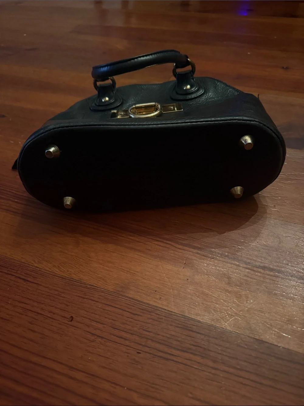 Onna Ehrlich Black Leather Satchel with Gold Hardware